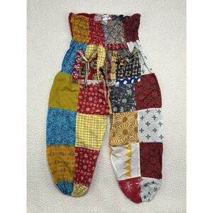 Jessica Taylor Patchwork Hippie Harem Pants Women's Free Size Boho Flowy Stretch